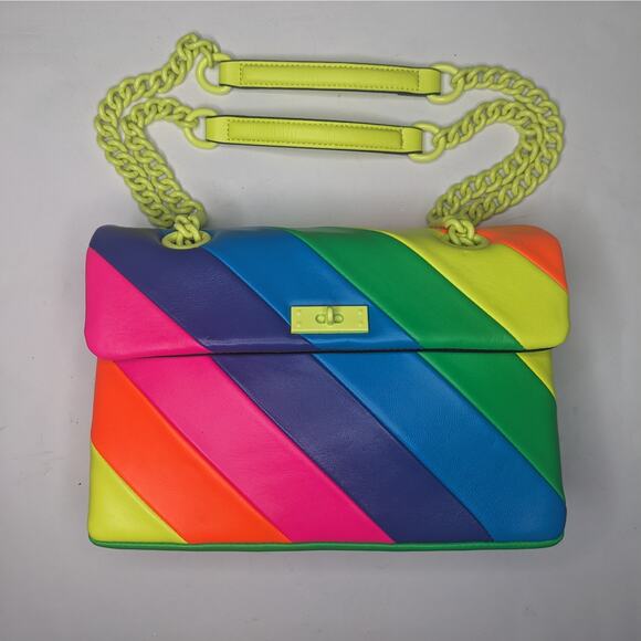 KURT GEIGER Brixton Lock Bag in Neon Rainbow New With Tag Retail $325 - Picture 1 of 12